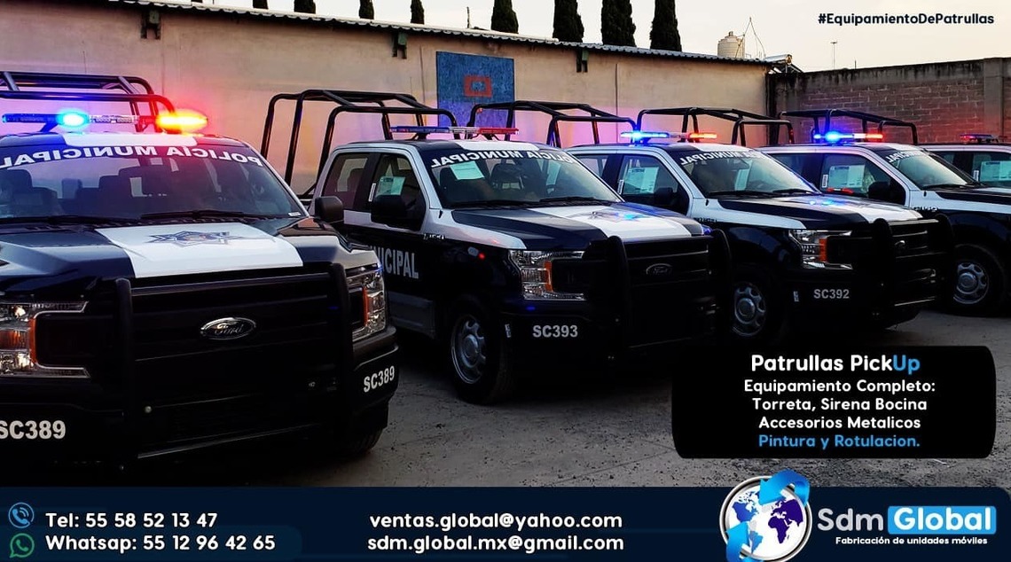 fabricantes de patrullas ambulancias unidades moviles medicas especiales gruas de plataforma camiones de basura venta de luces equipo accesorios para motopatrullas torreta sirena bocina estrobos codigos roll bar banca central tumbaburros escalon lona rotulacion